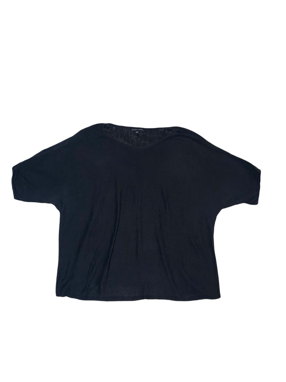 Eileen Fisher Linen blend Boxy Short Sleeve Tunic Blouse Relaxed Fit Top
